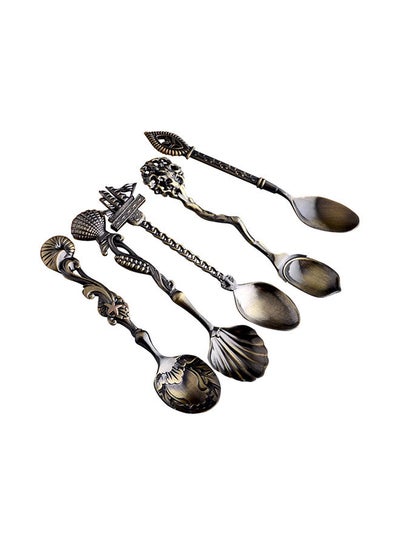 Buy 5-Piece Vintage Marine Style Spoon Set Copper in Saudi Arabia