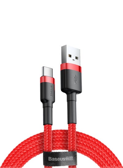 اشتري كابل USB C للشحن السريع بقوة 2 أمبير من النايلون المضفر من سلسلة كافيول بطول 3 متر متوافق مع سامسونج S21 وS20 وS9 ونوت 20 و10 وهواوي P30 وP20 ولايت ميت 20 برو وP20 وإل جي وG5 وG6 وشاومي مي 11 ألترا وA2 وغير ذلك أحمر وأسود في الامارات