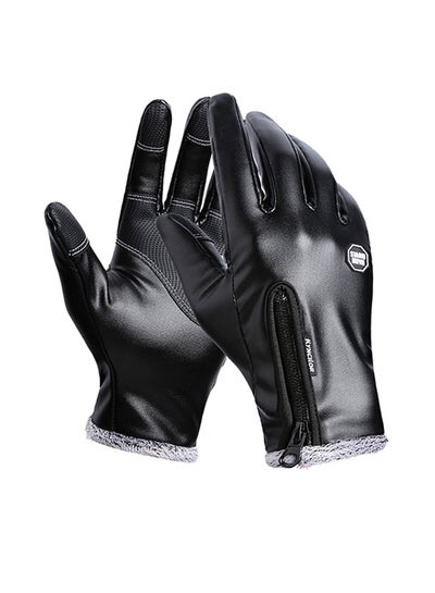 اشتري Full Finger Leather Warm-Keeping Cold Weather Windproof Cycling Gloves 25 X 17سنتيمتر في السعودية