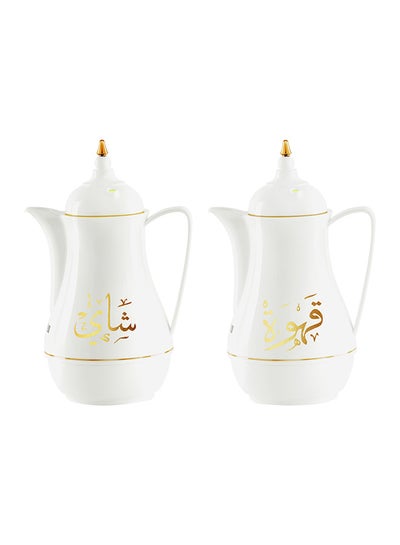 Buy 2-Piece Laila Flask White/Gold 1Liters in UAE