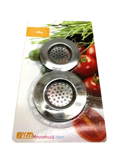 Buy 2-Piece Sink Strainer Silver 6.5 x 7.5cm in UAE