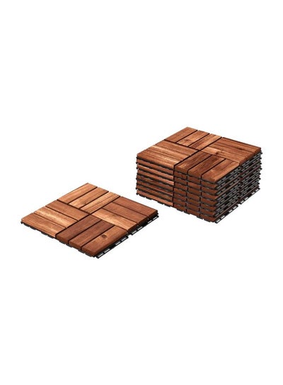 اشتري Pack Of 9 Acacia Wood Floor Decking Tiles Set بني 30x30x2سنتيمتر في السعودية