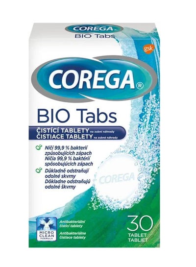 Buy 30-Piece Bio Tabs Denture Cleaning Tablet White 30ml in Saudi Arabia