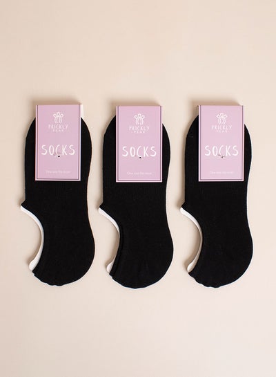 Buy Pack Of 3 Basic No Show Non Slip Ankle Socks Black in Saudi Arabia