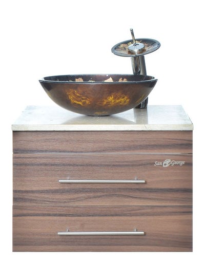 Buy 5-Piece Bathroom Sink Set Brown/Beige/Black in Egypt