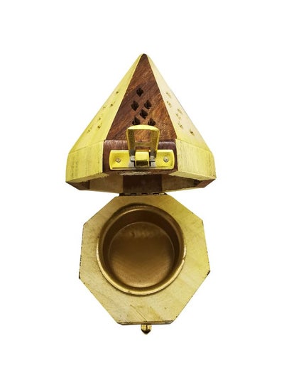 Buy Pyramid Incense Cone Dhoop Burner Yellow/Brown 13x9centimeter in UAE