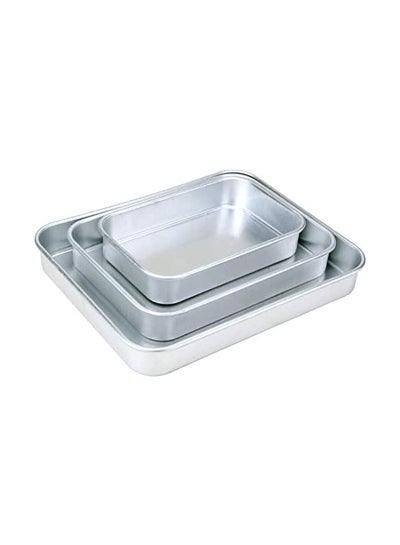 Buy 3-Piece Rectangular Baking Pan Set Silver in UAE