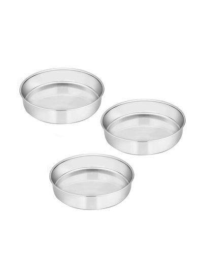 Buy 3-Piece Round Baking Pan Set Silver in Saudi Arabia