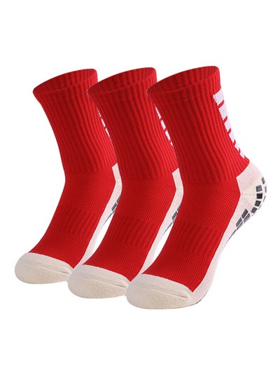 Buy Pair Of 3 Anti-Slip Athletic Socks 22cm in UAE