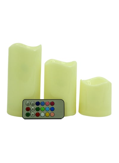 Buy 3-Piece LED Candle With Remote Control Set White in Saudi Arabia