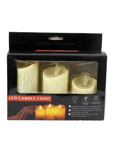 Buy 3-Piece LED Candle Light White 17X8,13X7,8X8CM in UAE