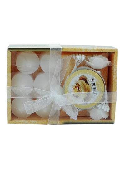 اشتري 6 Cake Scented Tealight Candles With Holder Set White في الامارات