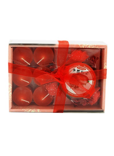 Buy 6 Srawberry Scented Tealight Candles With Holder Set Red in UAE