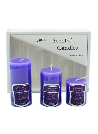 Buy 3-Piece Scented Candles Purple 16.5x12.5centimeter in UAE