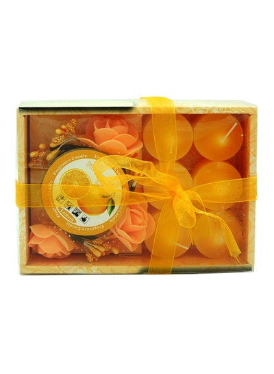 Buy 6 Lemon Scented Tealight Candle With Holder Set Orange 16x11.5cm in UAE