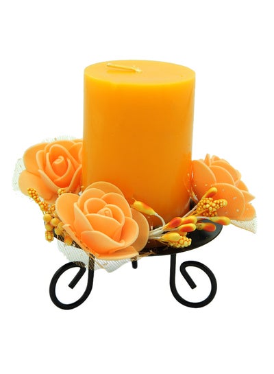 Buy Scented Candle With Holder Orange 12x8.5cm in UAE