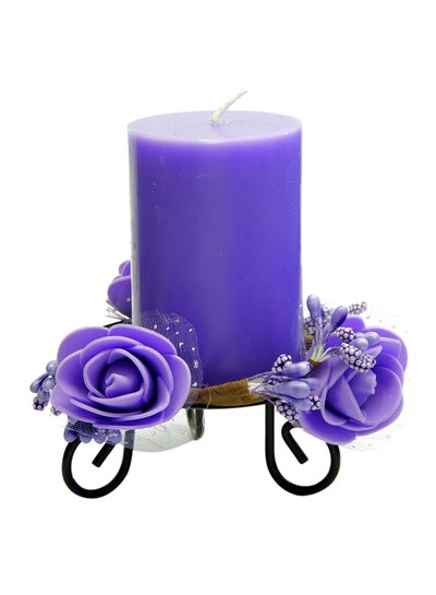 Buy Scented Candle With Methal Candle Holder Purple 12x8.5cm in UAE