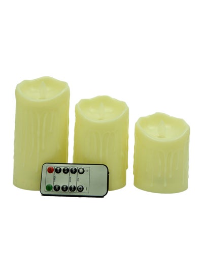 اشتري 3 Pieces Remote Control Led Candles أبيض 26x16سنتيمتر في الامارات