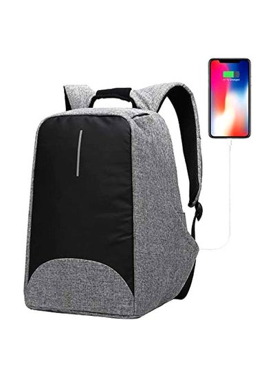 Buy Anti Theft Backpack With USB Charging Port Grey/Black in Saudi Arabia