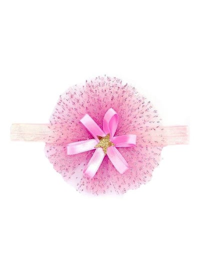 Buy Floral Designed Elastic Headband Pink in UAE