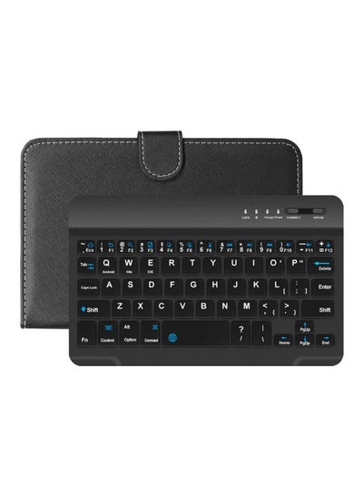اشتري Portable PU Leather Wireless Keyboard With Protective Case Cover أسود في السعودية