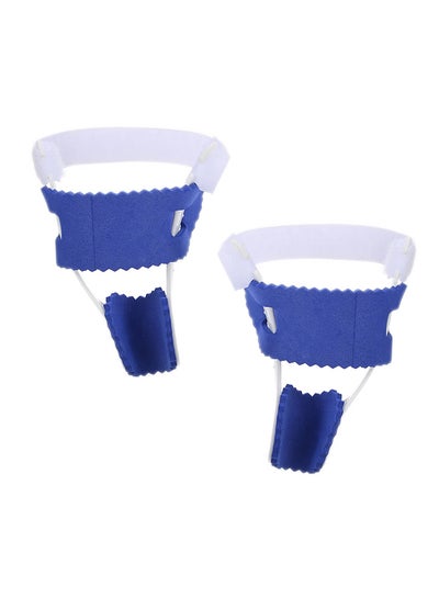 Buy 2-Piece Adjustable Nylon Fibula Bunion Night Splint Hammer Toe Corrector White/Blue in UAE