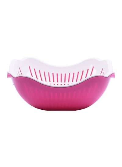 اشتري Plastic Fruit And Vegetable Drained Basket Pink/white 27x27x10centimeter في السعودية