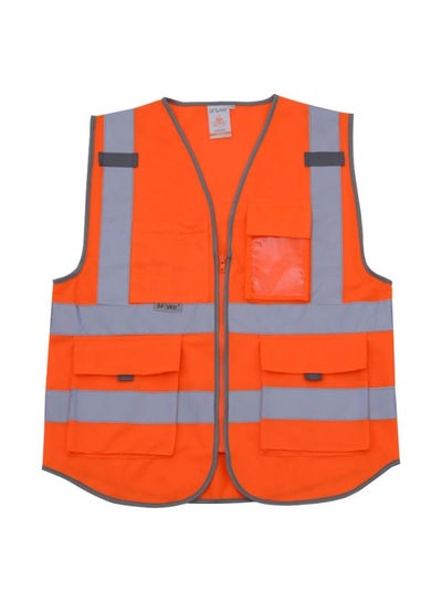 Buy High Visibility Reflective Safety Vest Orange/Grey L in Saudi Arabia