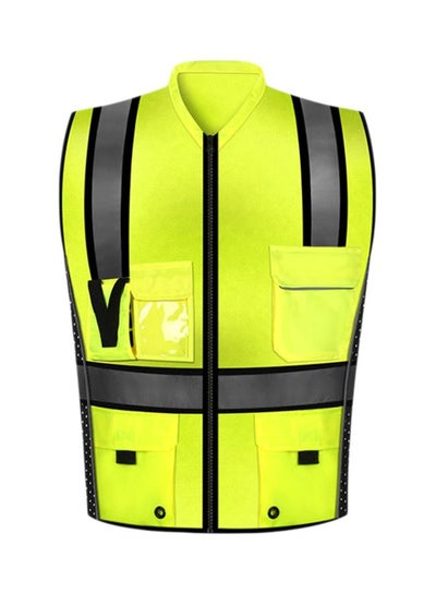 Buy High Visibility Reflective Safety Vest Green/Grey/Black XL in Saudi Arabia