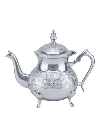 Buy Flower Decor Stainless Steel 10cc Tea Pot Silver in UAE