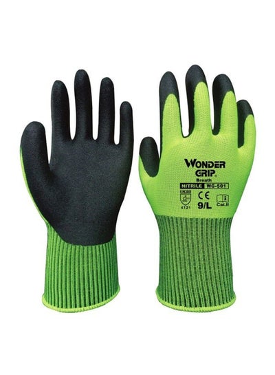 Buy Pair Of 13 Gauge Nylon Abrasion Proof Gloves Green/Black S in Saudi Arabia