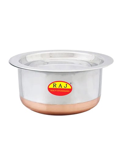 Buy Cooking Pot With Lid Silver/Brown 18x9cm in UAE