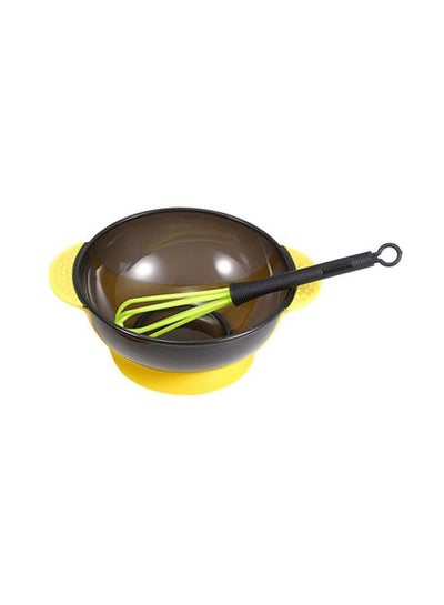 Buy 2-In-1 Hair Coloring Bowl With Hair Whisk Yellow/Black in UAE