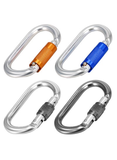 Buy 4-Piece D-Ring Screw Locking Gate Carabiner Set in UAE