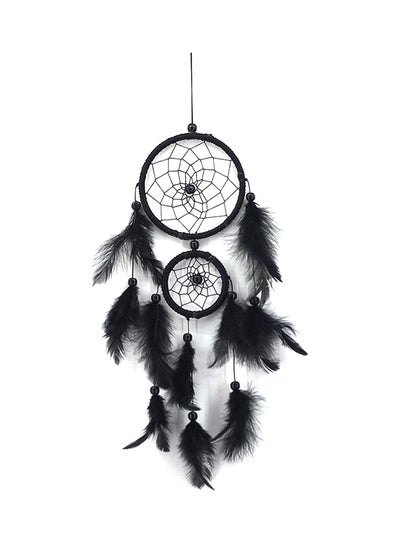 Buy Handmade Lace Dream Catcher Feather Bead Hanging Decoration Black 11X5X11centimeter in Saudi Arabia