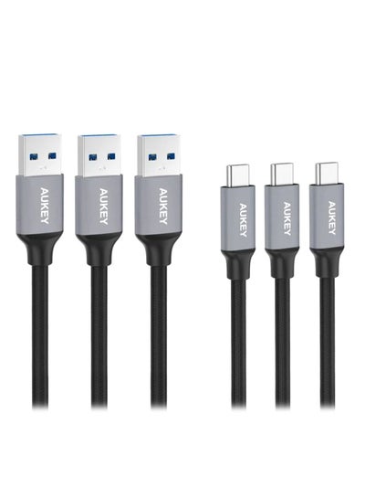 Buy 3-Piece Type-C Data Sync And Charging Cable Black/Grey in UAE