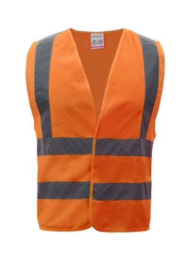 Buy High Visibility Reflective Safety Vest Orange/Grey One Size in Saudi Arabia