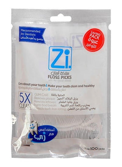 Buy 100-Piece Dental Floos Pick Set White in Egypt