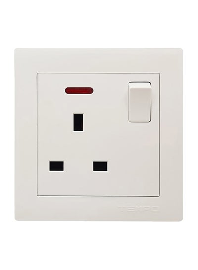 Buy 13A Wall Switched Socket With Switch White 7x7cm in Saudi Arabia