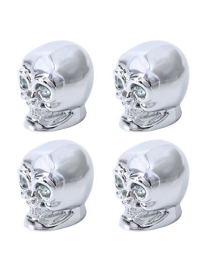 Buy 4-Piece Skull Head Shaped Car Tire Valve Cap in Saudi Arabia