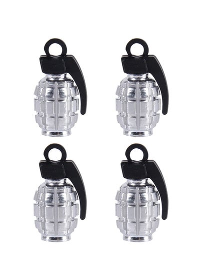 Buy 4-Piece Grenade Shaped Car Tire Valve Cap in UAE