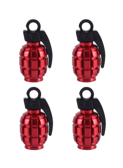 Buy 4-Piece Grenade Shaped Car Tire Valve Cap in UAE