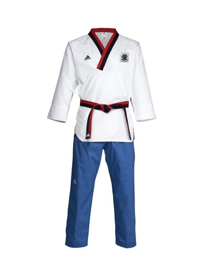 Buy Taekwondo Poomsae Youth Male Uniform - White/L.Blue in UAE