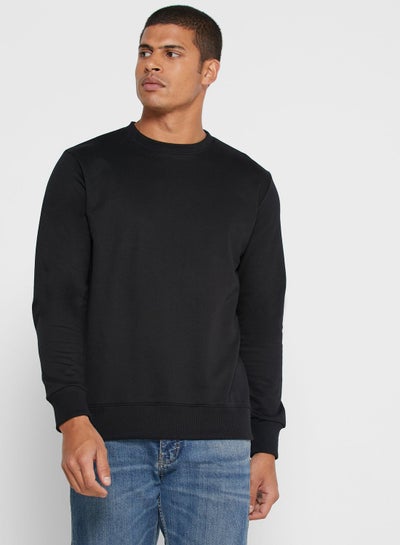 Buy Classic Design Long Sleeve Sweatshirt Black in Saudi Arabia