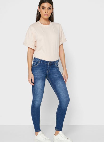 Buy Mid Wash Skinny Jeans Blue in Saudi Arabia