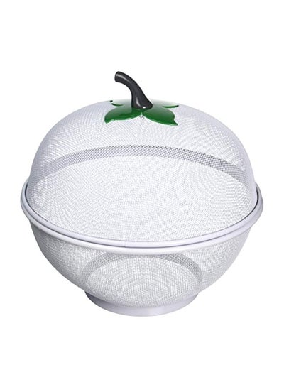 Buy Apple Shaped Fruit And Vegetable Basket White/Green 10inch in UAE