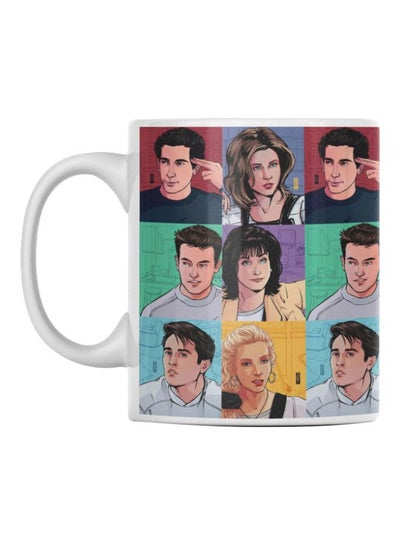 Buy Friends Printed Mug White/Black/Blue 350ml in Saudi Arabia