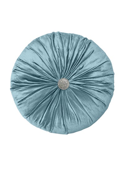 Buy Decorative Velvet Round Cushion Sky Blue 40 x 40centimeter in Saudi Arabia