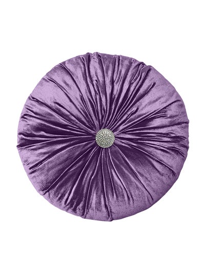 Buy Decorative Velvet Round Cushion Bright Purple 40 x 40centimeter in Saudi Arabia