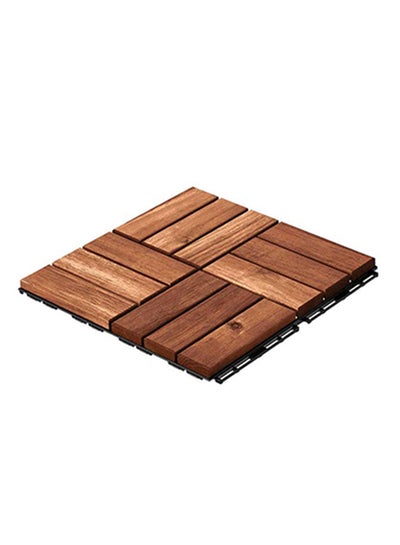 Buy 9-Piece Acacia Wood Floor Tiles Set Brown in Saudi Arabia